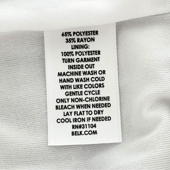 White Lined Elastic Waist Polyester-Rayon Crinkle Maxi Skirt Size Large - Picture 9 of 9